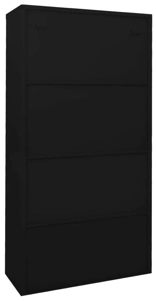 Dulap de birou cu usa glisanta, negru, 90x40x180 cm, otel 1, Negru, 1