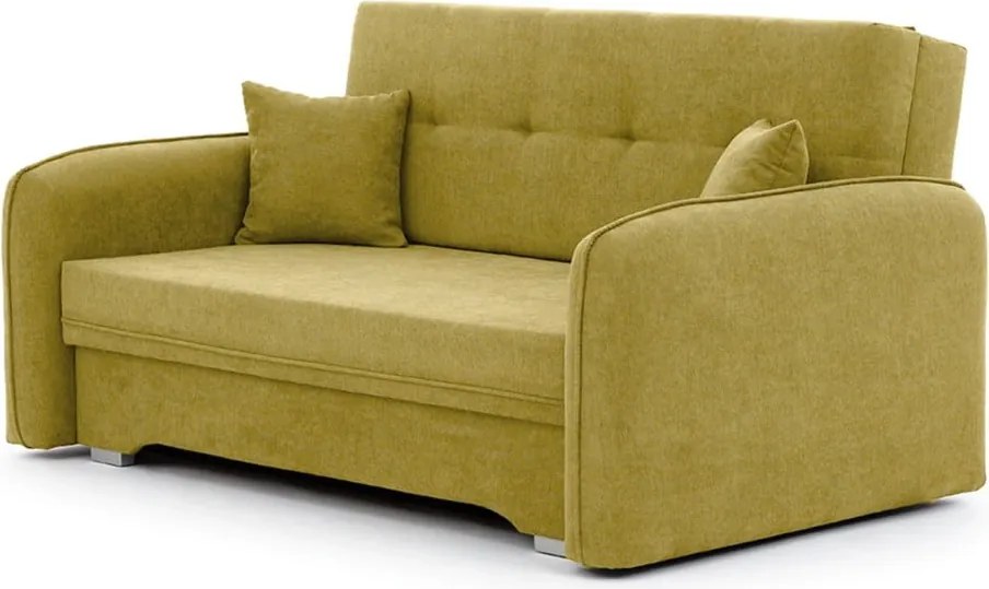 Canapea galbenă extensibilă/cu spațiu de depozitare cu tapițerie din chenille 155 cm Laine – ELTAP