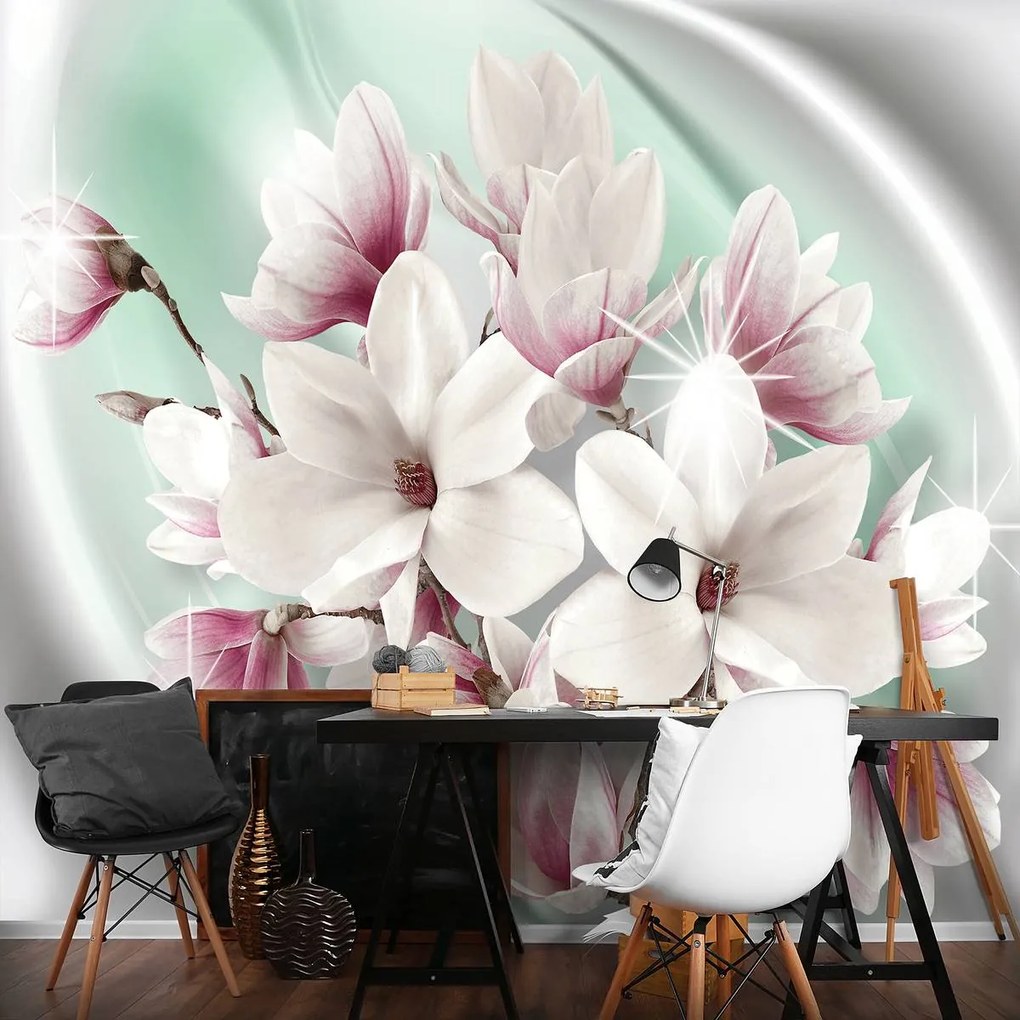 Fototapet - Flori albe și roz (152,5x104 cm)
