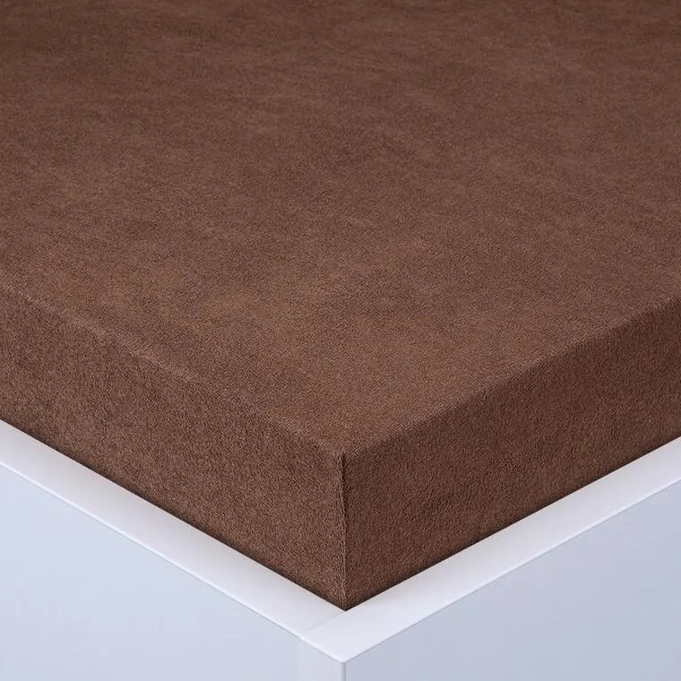decoDoma Cearşaf cu elastic frotir EXCLUSIVE maro închis 160 x 200 cm