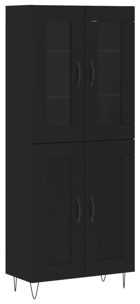 3198370 vidaXL Dulap înalt, negru, 69,5x34x180 cm, lemn compozit
