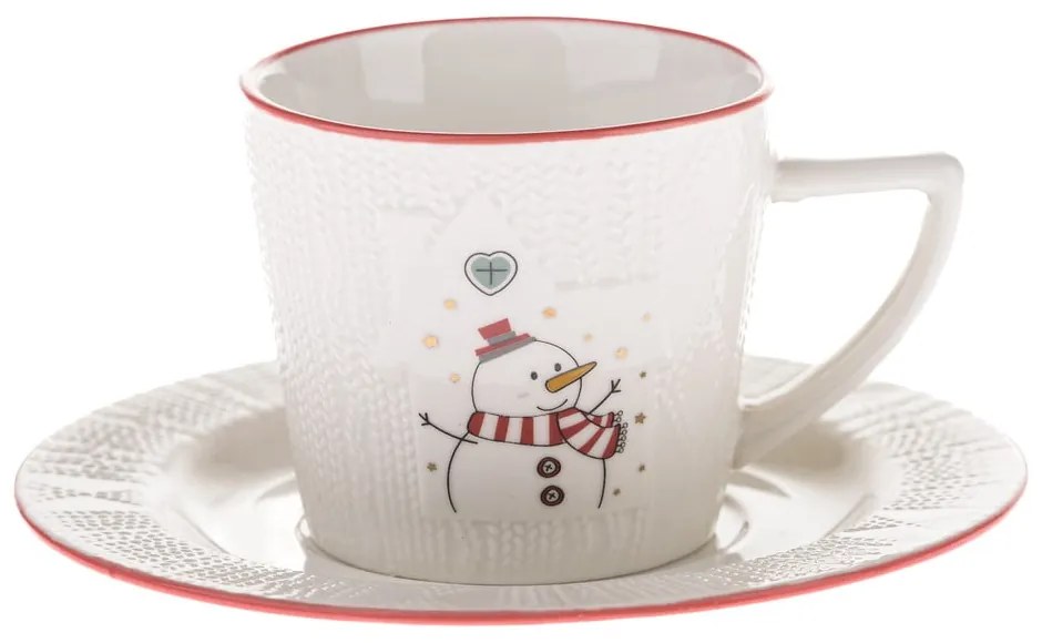 Ceașcă albă din porțelan 110 ml cu model de Crăciun Snowman – Dakls