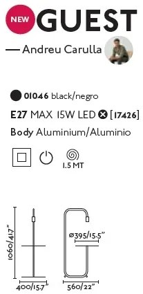 Lampadar minimalist design multifunctional GUEST Black 01046