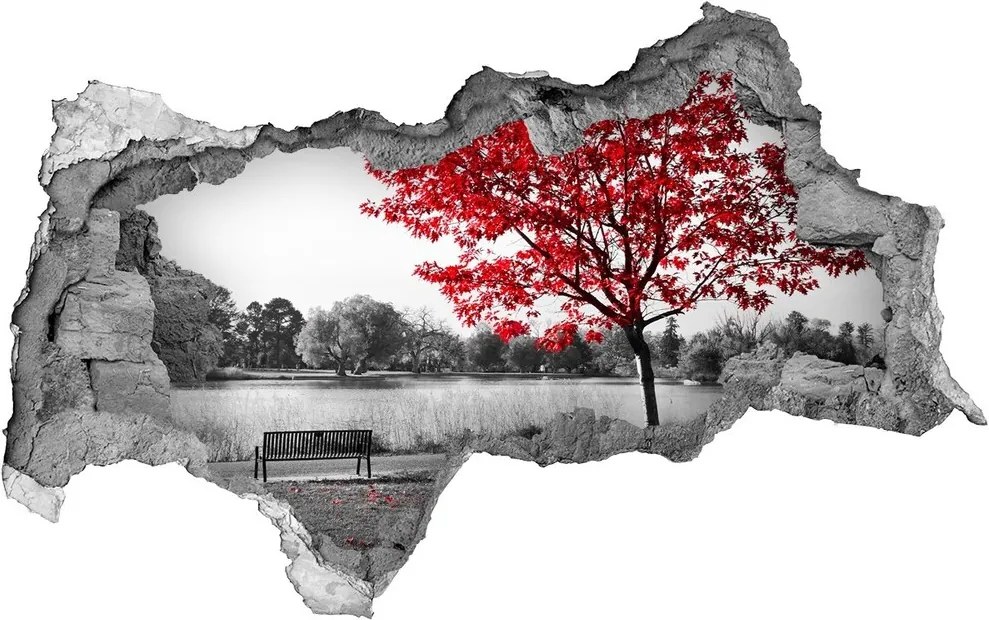 Autocolant gaură 3D Copac roșu