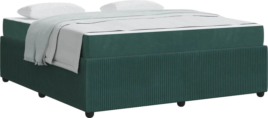 vidaXL Cadru de pat cu saltea Verde închis 180 x 200 cm țesătură