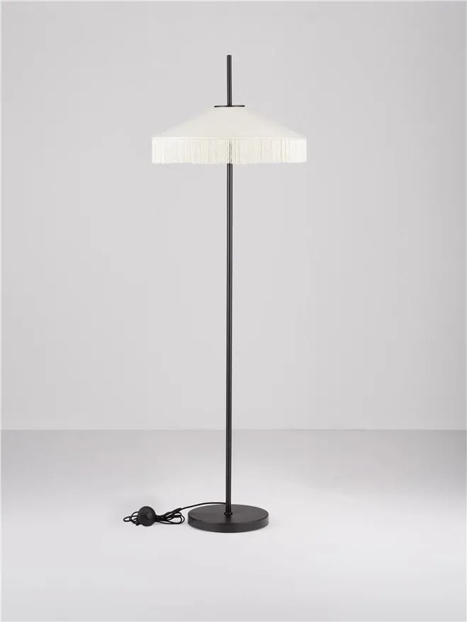 Lampadar cu abajur din catifea si franjuri bej VELVY