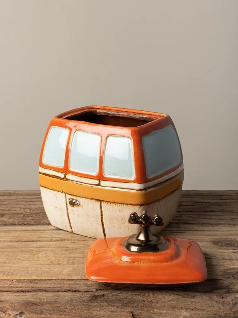 Cutie decorativa, din ceramica, portocalie, Box Cable
