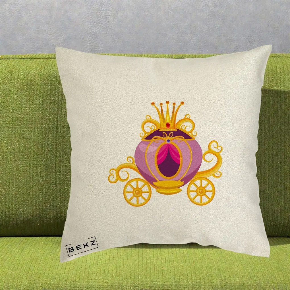 Perna Decorativa Trasura Regala Aurie, 40x40 cm, Ecru, Husa Detasabila, Perna Inclusa, BEKZ®