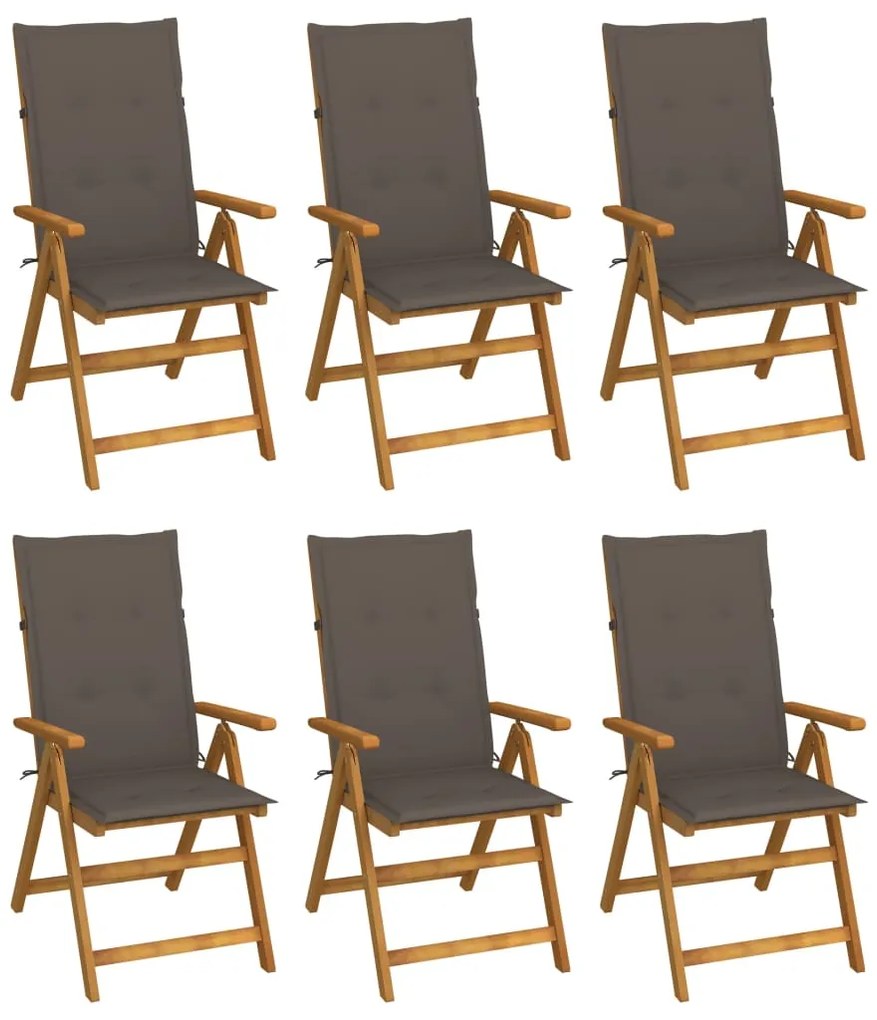 vidaXL Scaune grădină pliabile cu perne, 6 buc., lemn masiv acacia
