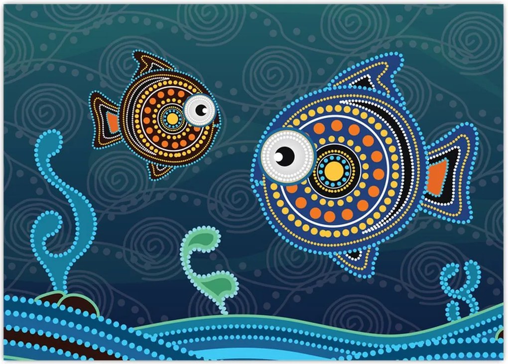 Tablou - Peștișorii desenați (70x50 cm)