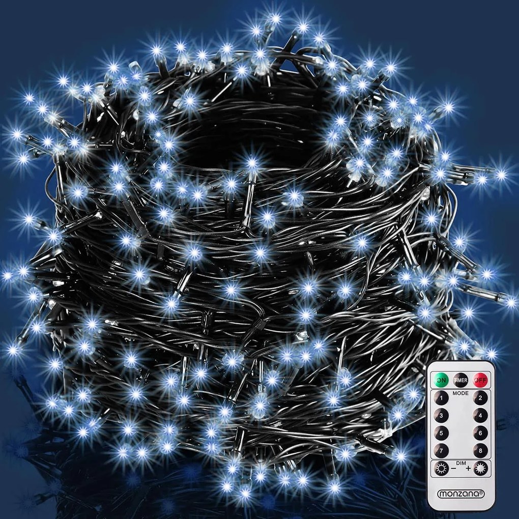 Monzana Șir luminos de Crăciun SIMPLE, 40m, alb rece