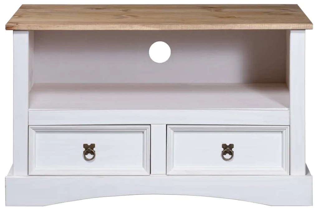 282628 vidaXL Comodă TV,  alb, 91 x 43 x 56 cm, pin mexican, gama Corona