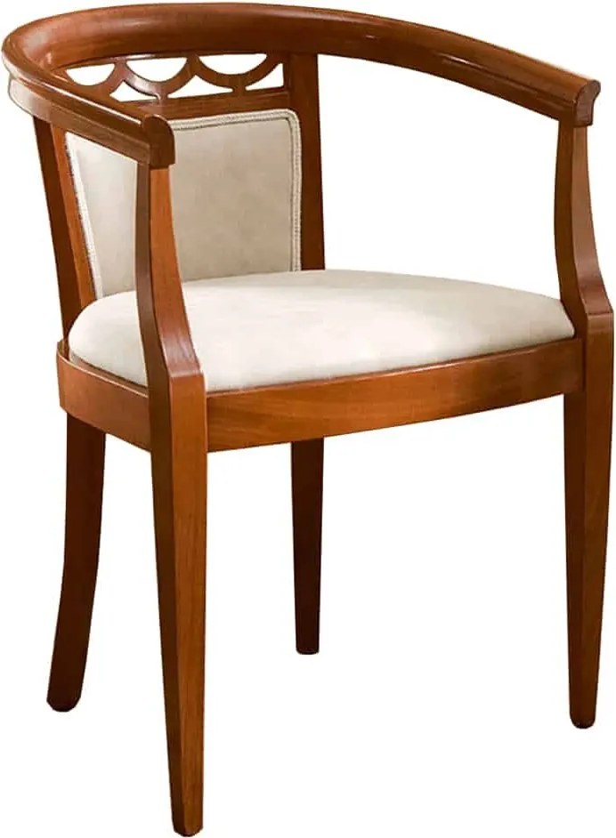 Scaun lemn masiv nuc Bologna -Crem, 55 × 52 × 74 cm