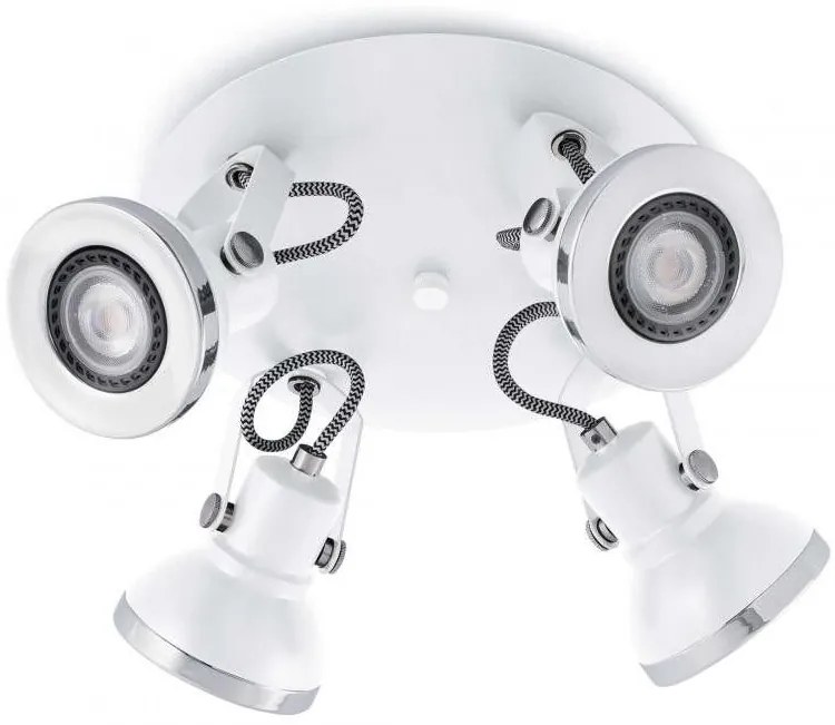 Plafoniera cu 4 spoturi cu iluminat, alb, RING 40559