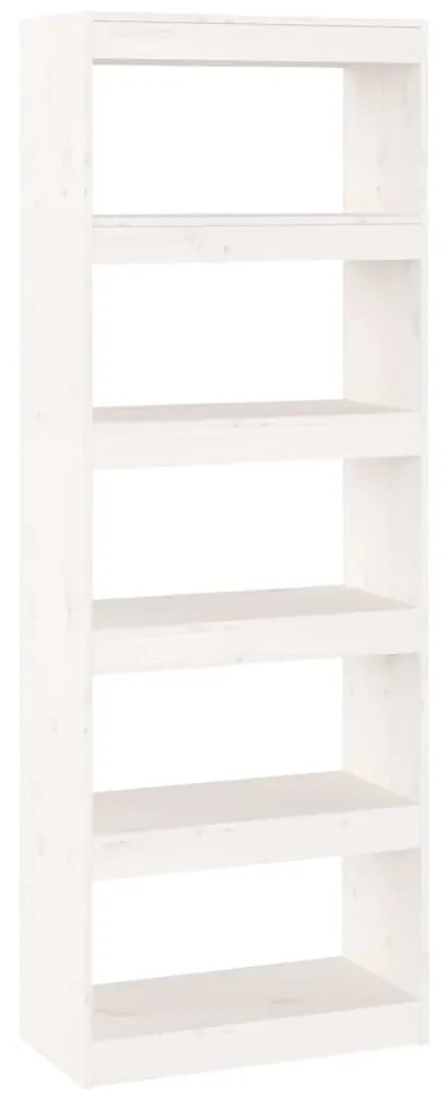 808174 vidaXL Bibliotecă/Separator cameră, alb, 60x30x167,5cm, lemn masiv pin