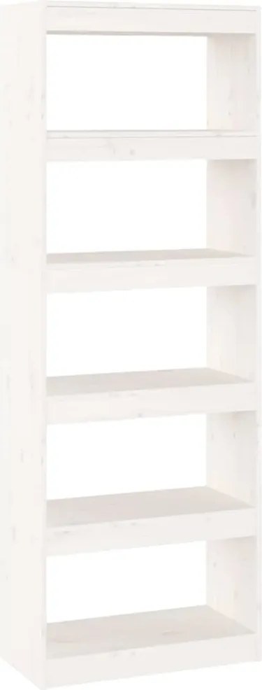 vidaXL Bibliotecă/Separator cameră, alb, 60x30x167,5cm, lemn masiv pin