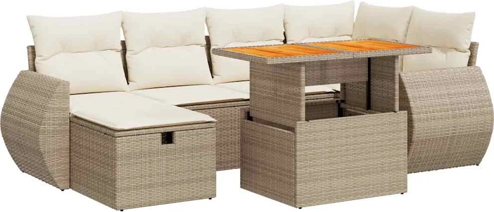 vidaXL Set canapele grădină cu perne 8 piese bej poliratan/lemn acacia