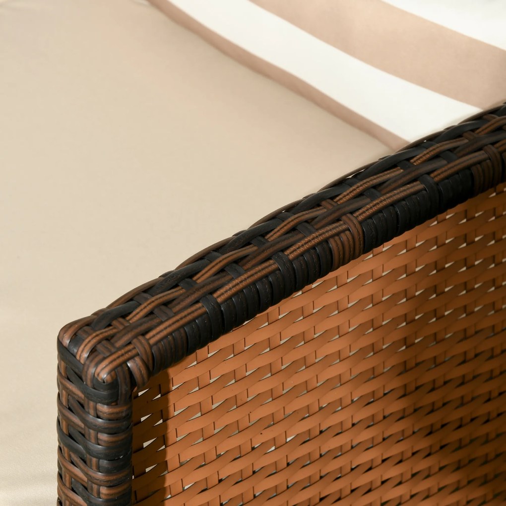 Outsunny Canapea de exterior cu 3 locuri, din ratan PE, cu perne confortabile și detașabile, 173x68x78 cm, maro | Aosom Romania