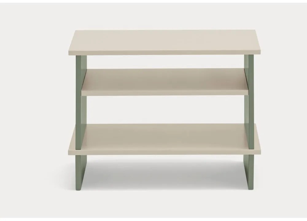 Noptieră verde/crem cu rafturi Inari – Teulat