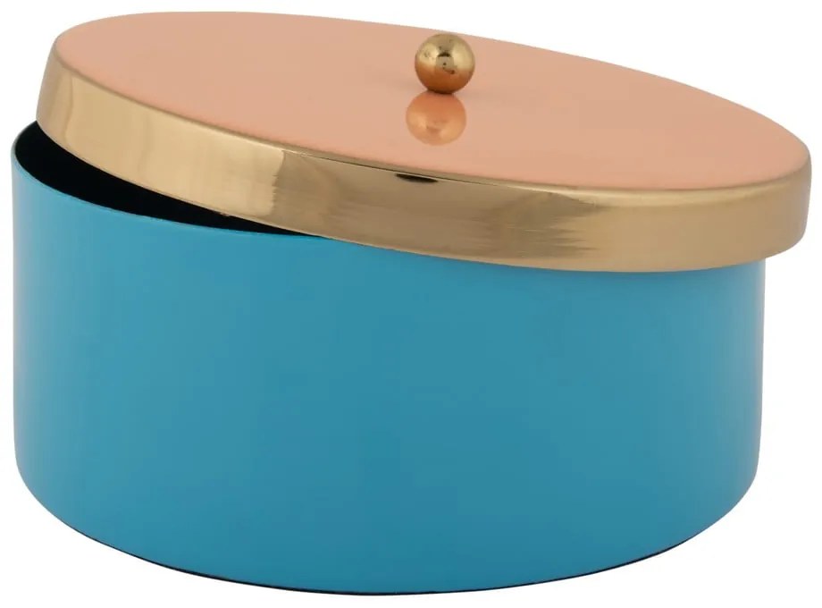 Cutie de depozitare albastră din metal decorativă ø 16x6 cm Double Funky – PT LIVING