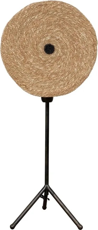 Lampa de masa, din iarba Moonj si baza metalica, Kenya