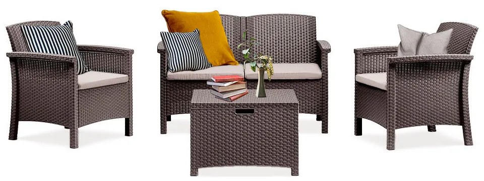 Set de mobilier de grădină Venus cu 4 locuri, maro