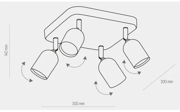 Spot TOP 4xGU10/10W/230V auriu/negru