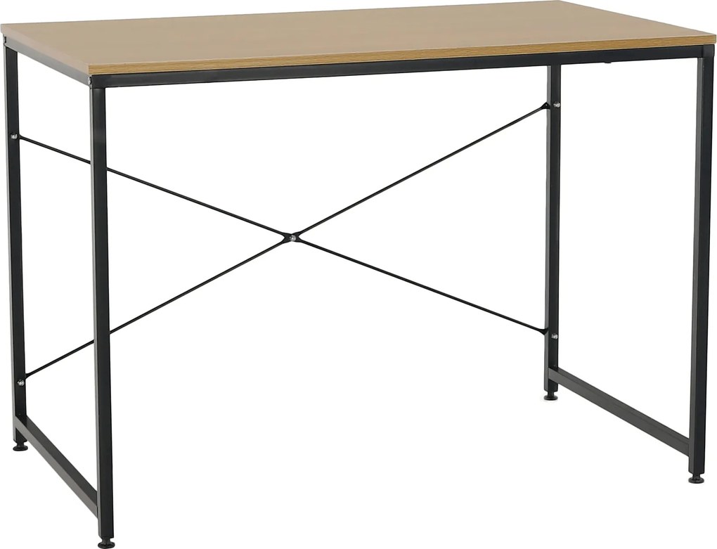 Masa birou MELLORA, stejar/negru, DTD laminat/metal, 100x60x72 cm