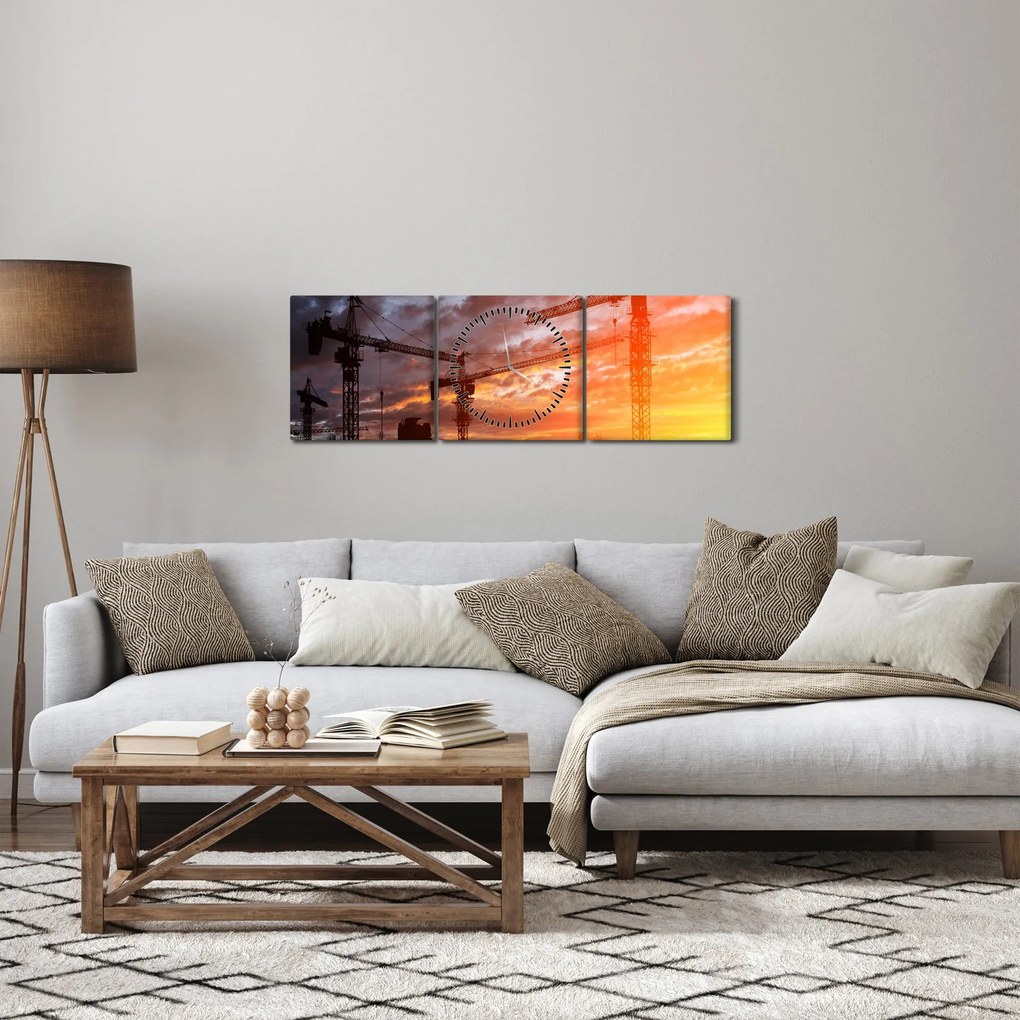 Tablou - Șantier de construcții (cu ceas) (90x30 cm)