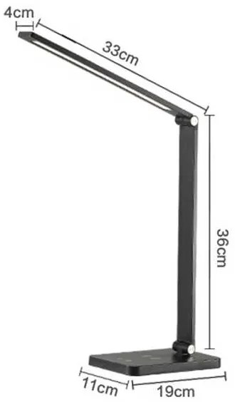 Lampă de masă Platinet 10 W, încărcare wireless + USB, argint