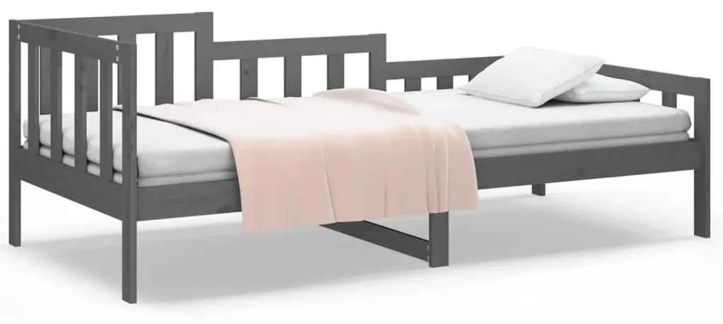 820723 vidaXL Pat de zi, gri, 80x200 cm, lemn masiv de pin