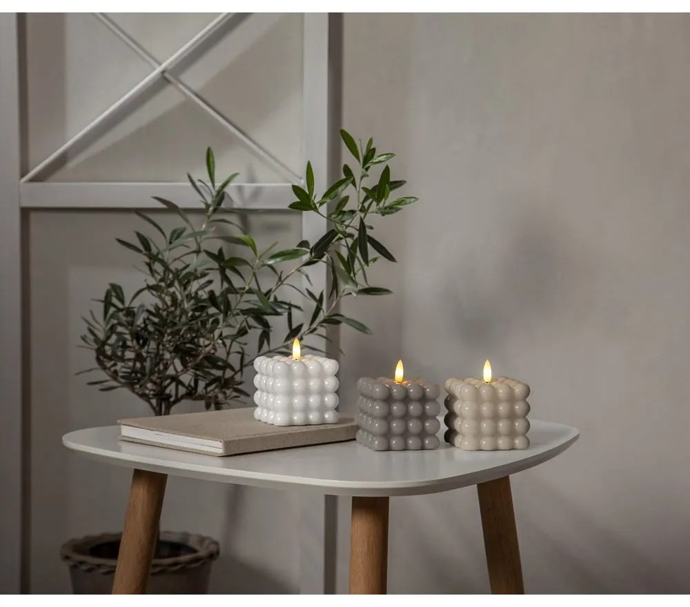 Lumânare cu LED din ceară bej Star Trading Flamme Dot, înălțime 9,5 cm