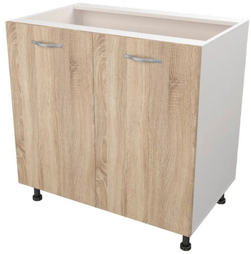 Corp de bucatarie cu 2 usi, 80x50x80 cm PAL Alb/Stejar