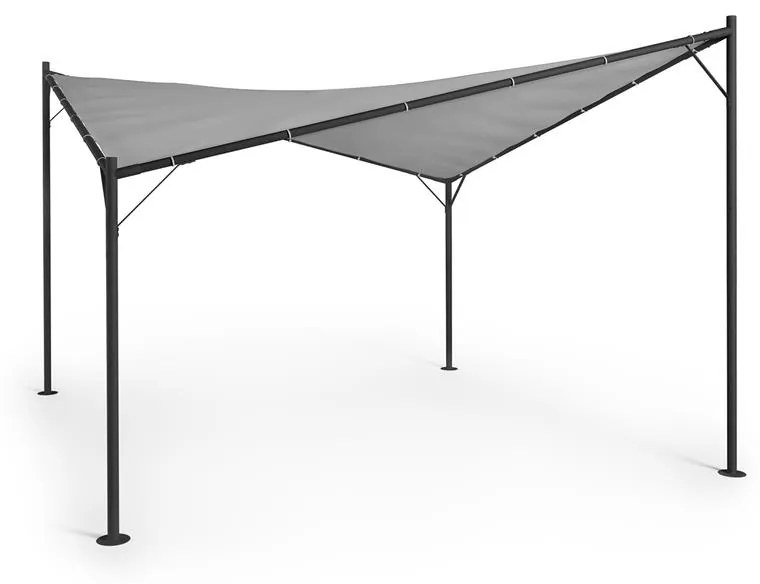Sombra, pergola, set complet, 4x4m, acoperiș din poliester, gri