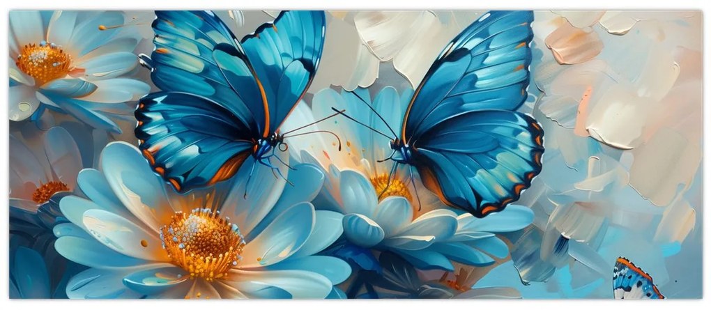 Tablou - Fluturi albaștri (120x50 cm)