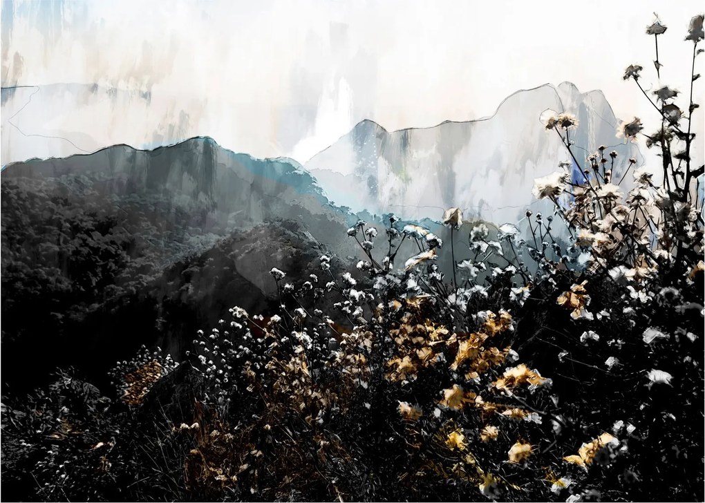 Tablou pe sticlă - Ilustrație de flori sălbatice (70x50 cm)