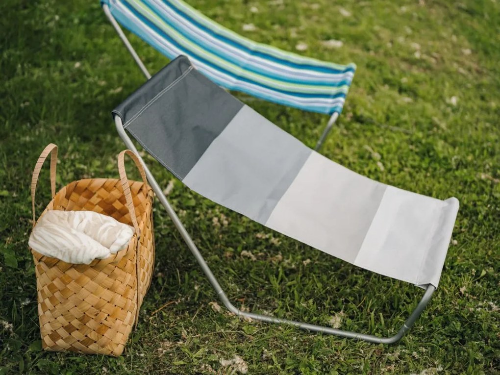 Set de 2 sezlonguri pliante pentru plaja SAND, dungi gri