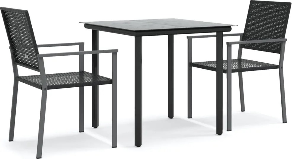 vidaXL Set mobilier de grădină, 3 piese, poliratan și oțel