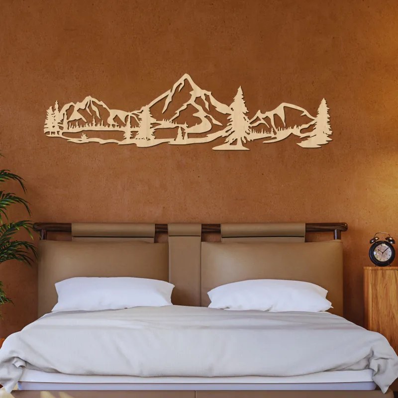 SENTOP | Tablou de perete sculptat cu motiv de munte și pădure - NATURAE