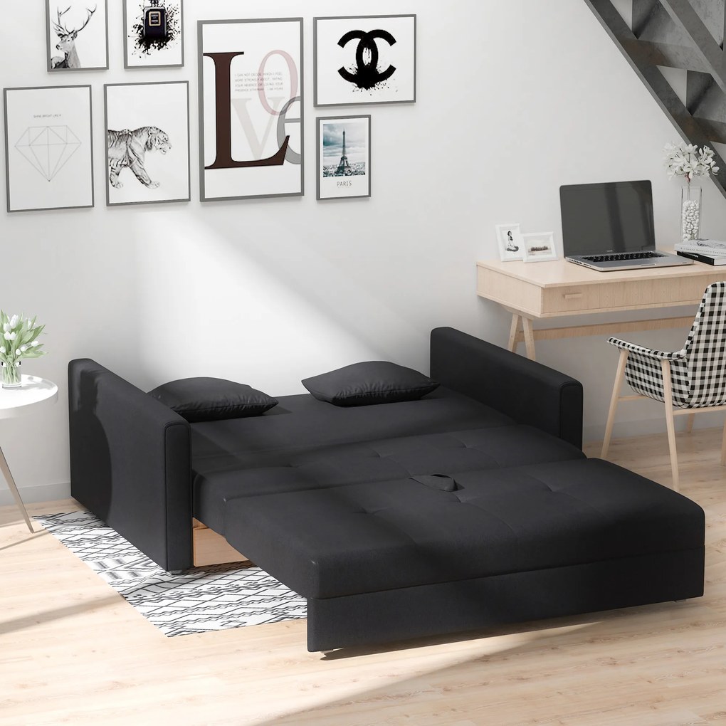 HOMCOM Canapea Extensibila 2 Locuri cu Spațiu de Depozitare Design 2 în 1 pentru Salon Sufragerie Dormitor | Aosom Romania