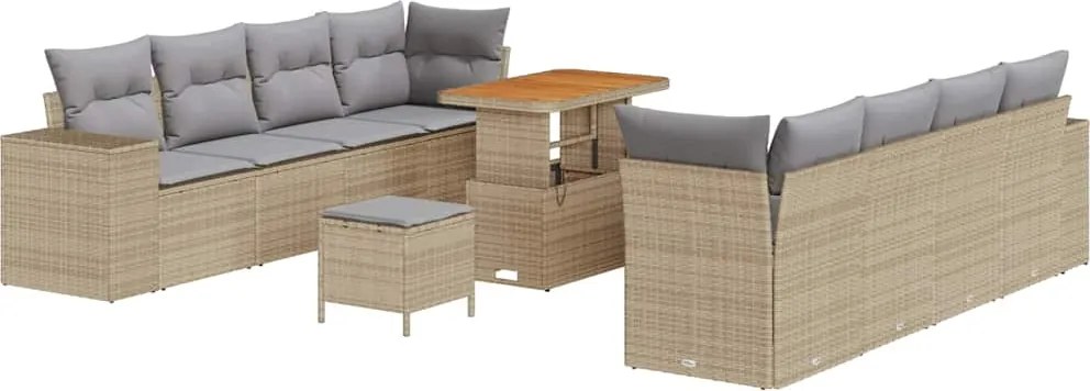 vidaXL Set de canapele pentru grădină 11 pcs Beige și gri deschis