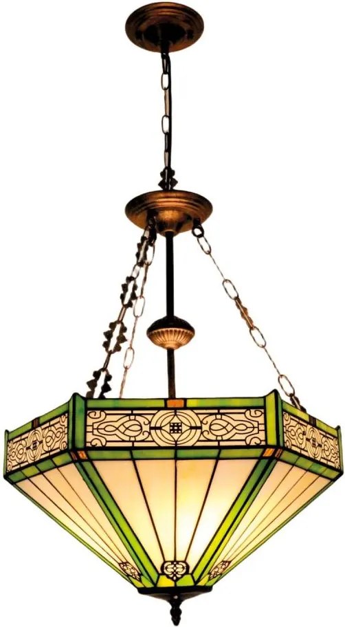 BRILAGI - Tiffany candelabru cu vitralii suspendat pe lanț EMERALD 3xE27/60W/230V Ø 50 cm