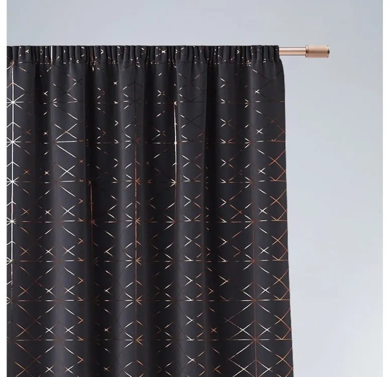 Perdele de lux în gri grafit cu model auriu 140 x 260 m