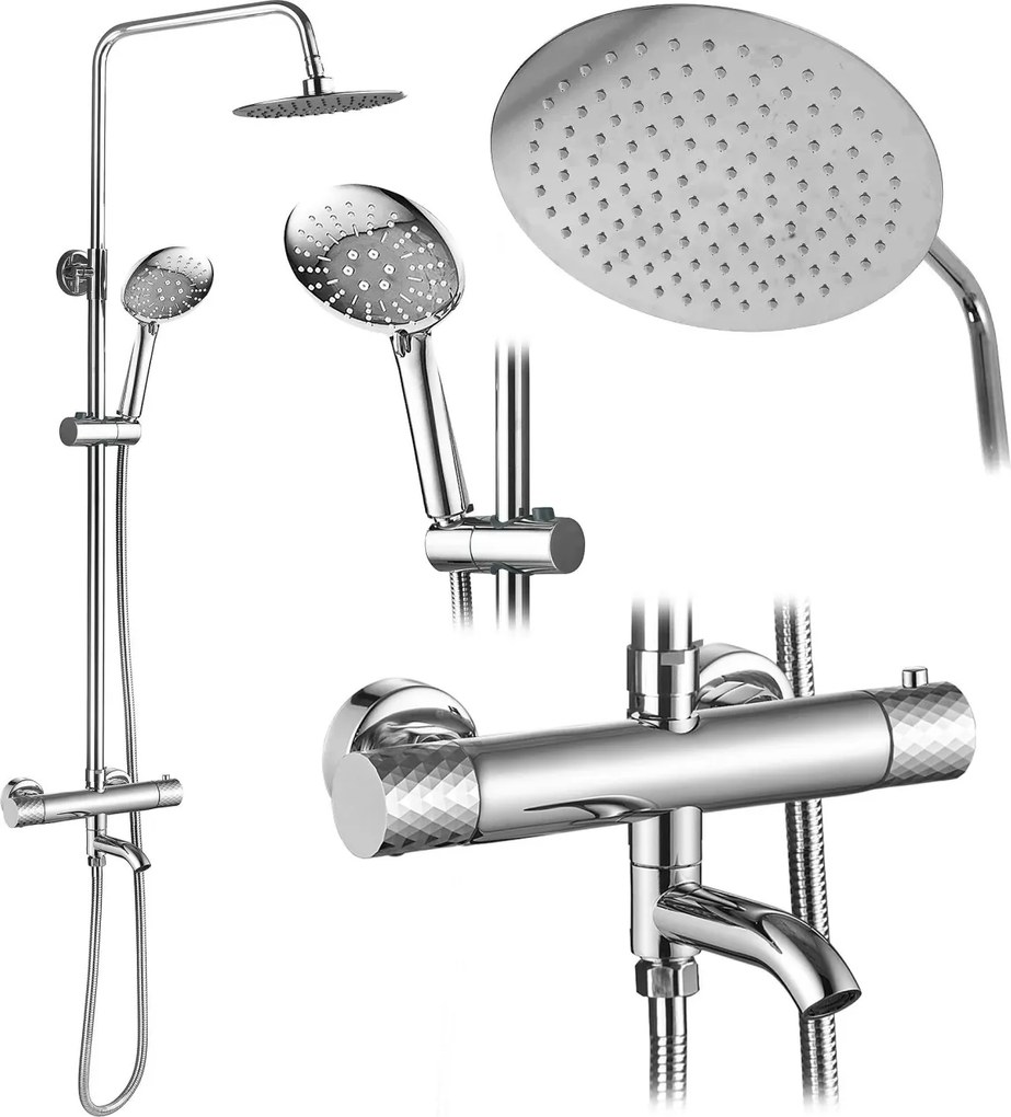 Coloana de dus cu termostat Lungo Diamond Crom