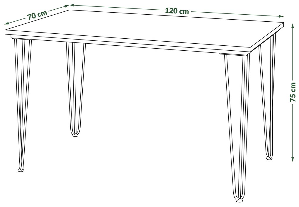Mazzoni HAIRPIN S-120 Alb Mat - MASĂ LOFT PENTRU BUCĂTĂRIA SUFRAGERIE LIVING