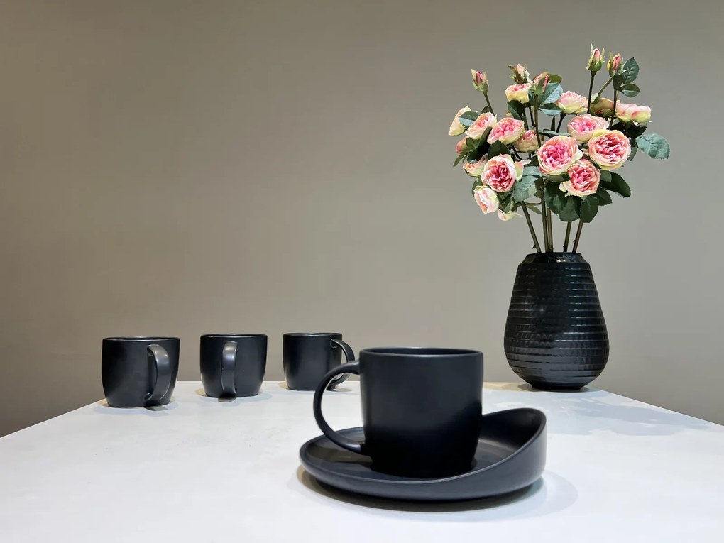 Set 48 Cani mari Vulcano (Negru-Carbon Mat, 380ml)