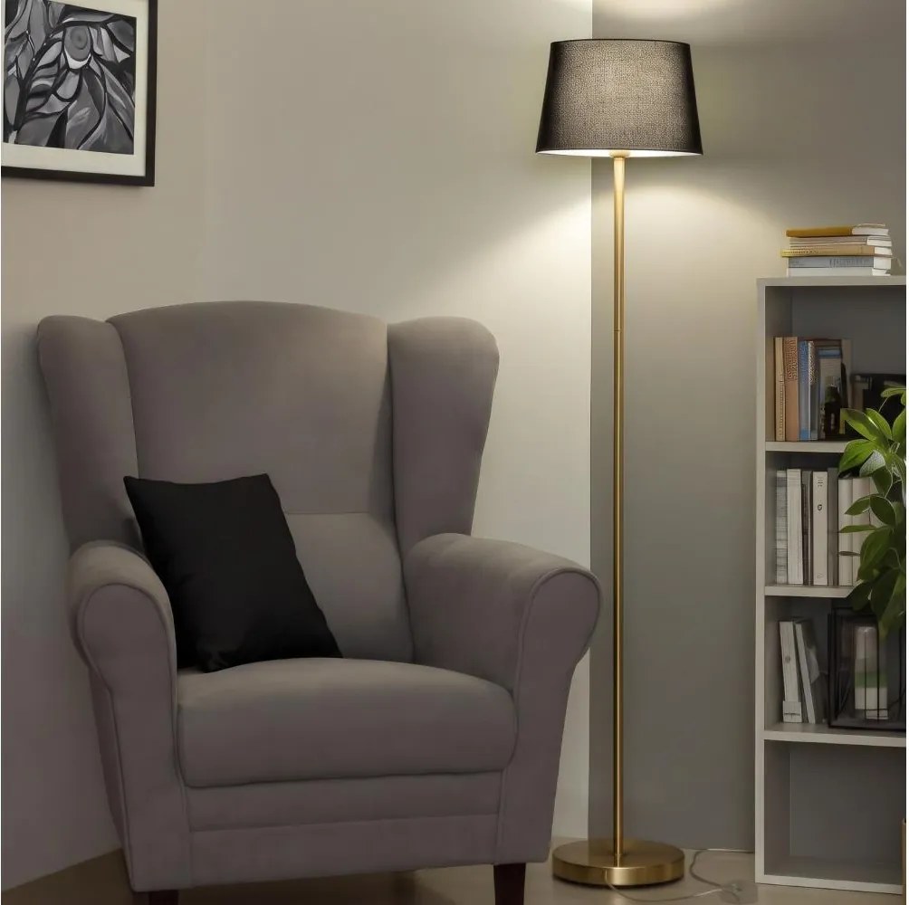 Brilagi - Lampă de podea LED CERIA 1xE27/20W/230V, Ø 30 cm, negru/auriu