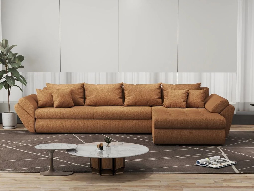 Colțar extensibil dumonde cu ladă de depozitare si sezut confortabil din spuma high-density, Loana XL Enjoy Mango II 335x185 cm