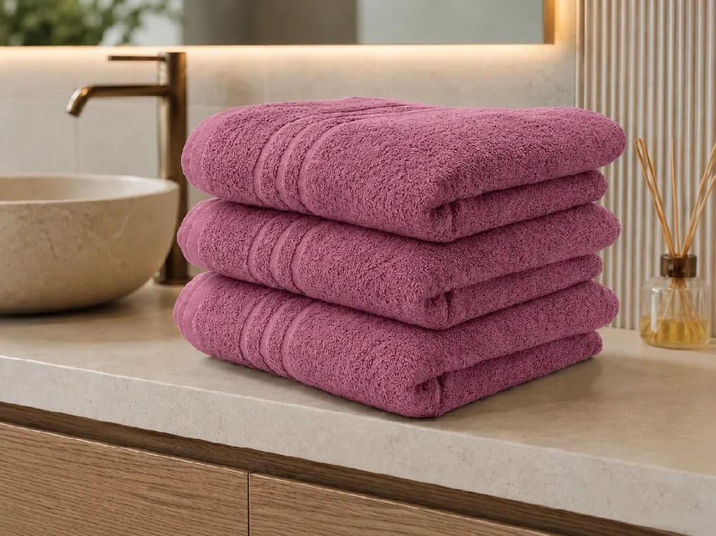 Prosop de baie CLASSIC COLOR 70 x 140 cm roz antic, 100% bumbac