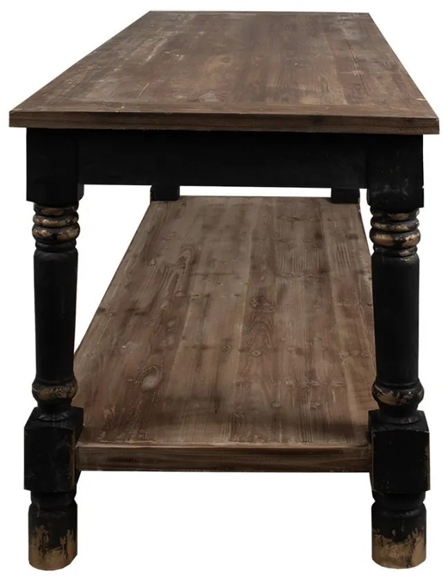 Masă de prezentare shabby chic, cu finisaj negru antichizat, Clarisse, 180x70x85 cm